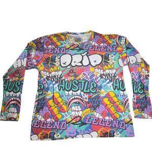 Fresh Laundry T-Shirt Woman's 2XL Graffiti Art Mutli-Color Crew Neck Urban Art